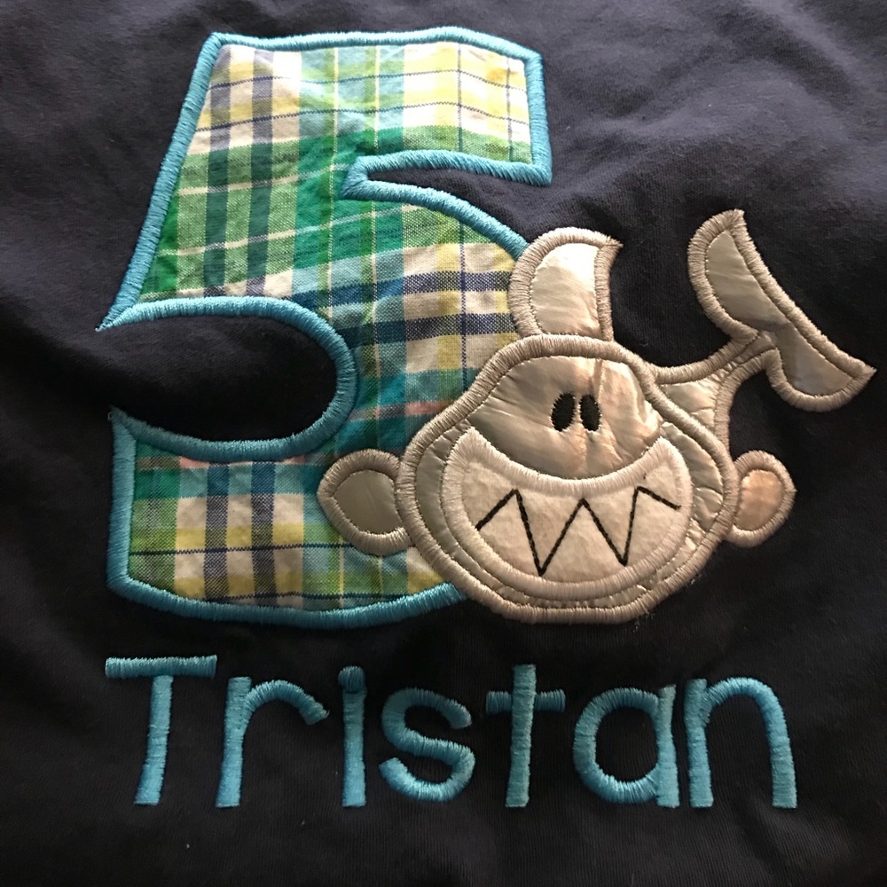 Five Birthday t shirt short sleeve shark